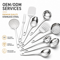 Ensemble d'ustensiles de cuisine en acier inoxydable - Ensemble de 9 ustensiles de cuisine antiadhésifs avec spatule - Meilleurs gadgets et accessoires de cuisine
