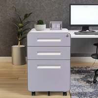 Bureau mobile moderne à 3 tiroirs pour la maison ou le bureau Piédestal en acier avec roulettes Classeurs mobiles en métal à utiliser