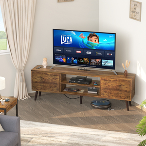 Soporte de TV Moderno de Metal con Tomacorriente, Compatible con TV de 65 Pulgadas o Más, 2 Cajones de Almacenamiento, Multifuncional para Sala de Estar o Dormitorio - Product Image 3
