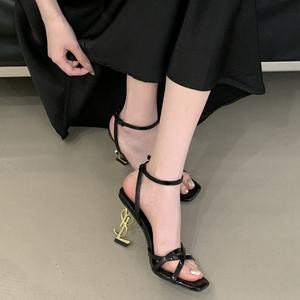 CustomMade Top Quality <b>Womens</b> Metallic <b>Heel</b> Black Sexy Wedding Genuine Leather High <b>Heels</b> Summer Fashion Style - Product Image 6