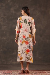 Premium Women <b>Botanical</b> <b>Print</b> Kaftan Maxi Dress Relaxed Fit Flowing Batwing Sleeve Vacation Beachwear Outfit - Product Image 2