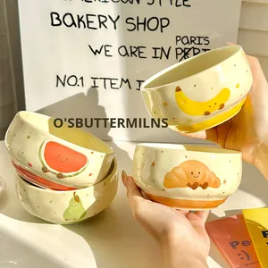 Ins Cute Bone China Fresh Cute <b>Microwave</b> Safe Japanese Style Rice Bowl Fruit Dessert Bowl Tableware <b>Set</b> Gift Box for - Product Image 3