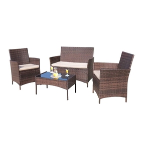 PE <b>Rattan</b> 4PCS Modern Garden <b>Rattan</b> <b>Sofa</b> Set Practical and Comfortable with Soft Cushions and Solid Frame for Outdoor Use - Product Image 1