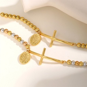 Pulsera de Rosario de la Religión Católica, Colgante de Cruz de la Virgen María, Pulseras de Joyería para Mujer - Product Image 1
