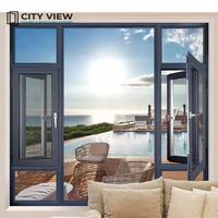 Ventana Abatible de Aluminio con Rotura de Puente Térmico, Vidrio Laminado Resistente a Huracanes, Certificación AAMA y CE, Resistente al Viento y al Agua, Ventana OEM