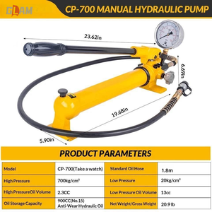 Pompa hidrolik tangan Manual tekanan tinggi, pompa mesin pengukur tekanan daya 2 kecepatan, pompa hidrolik tangan Manual tekanan tinggi, 10,000 psi 700 Bar kecil portabel - Product Image 6
