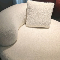 Chaise longue pivotante de salon blanche Fauteuils de luxe Hôtel Laine d'agneau Accent Canapé simple Chaise Meubles de maison