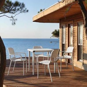 <span class=keywords><strong>Table</strong></span> de repas d'extérieur carrée en plastique moderne, légère, durable, imperméable et facile à transporter - Product Image 3