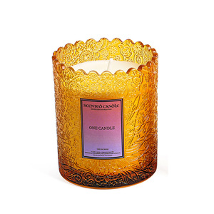 Yu Huan Scented Candle Cylinder Floral Relief Cup Soy Wax Fragrance Home Decor Gift - Product Image 5