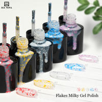 ICE NOVA Flakes Milky Gel Polish Milk Uv Paint Nude Color Milky Supplies Nail Marble Gel Coat Foil Flake Glitter Gel Polish