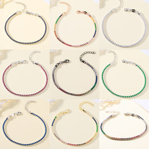 गर्म थोक रंगीन जिरकॉन स्टर्लिंग चांदी 925 आभूषण टेनिस ब्रेसलेट महिलाओं के लिए सफेद सोने की प्लेटेड - Product Image 1