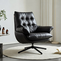 Fauteuils individuels pivotants de luxe modernes pour salon et chambre, confortables et relaxants, en cuir, au design unique
