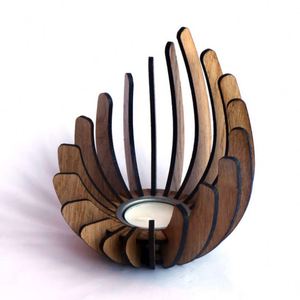 High Quality Handcrafted Wooden <b>Tea</b> <b>Light</b> <b>Holders</b> with Rustic Finish Customizable for Christmas Home Decoration - Product Image 3