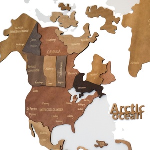 Mappa del mondo in legno marrone 3D per la decorazione della parete mappa del mondo in legno 3D regali di geografia per la decorazione della parete dell'ufficio - Product Image 1