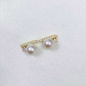 22429 S925 <b>Silver</b> <b>Stud</b> <b>Earrings</b> DIY Pearl Accessories with 6-7mm Round Beads Empty Tray for Fashion Jewelry Elegant Stylish - Product Image 2