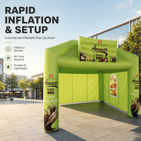 Tente de kiosque alimentaire gonflable personnalisée verte, imprimée, pour la promotion en extérieur, stand gonflable pour la promotion de marques alimentaires