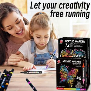 EN71 Chứng Nhận 24/48/72 Màu Sắc Đánh Dấu Phác Thảo Đánh Dấu Bàn Chải Kép Acrylic Bút Nghệ Thuật Trường Nguồn Cung Cấp Vẽ Thiết Lập - Product Image 6