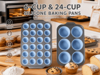 Moule à œufs en silicone, ensemble de cuisson 24 cavités (6 tasses), revêtement antiadhésif, réutilisable, écologique, pour four, cuisson et pâtisserie, vente en gros