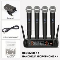 Système de microphone sans fil UHF professionnel TNH PM-DX4, 4 canaux, micro dynamique portable pour karaoké, performance sur scène