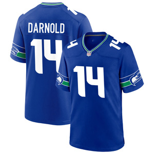 2026 Throwback Blauw Seattle Jersey Custom American Football Shirts Gestikte Geborduurde Jeugd Uniformen Sportkleding met Logo's - Product Image 4
