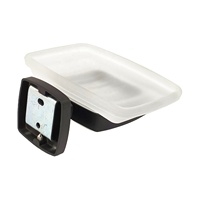 Support mural pour savon de salle de bain Metalique 51025-BK en alliage de zinc noir, base en verre dépoli de qualité supérieure, design moderne, logo personnalisé