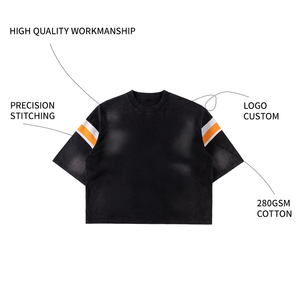OEM Heavyweight Oversized Boxy <b>Drop</b> Shoulder T-shirt 300Gsm <b>Acid</b> Wash 100% Cotton Eco-Friendly High Quality Custom Logo Men - Product Image 2
