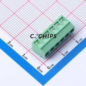 DB125-3.5-6P-GN-S Screw Terminal Block Through hole Component (THT),P=3.5mm Connector 1x6P 3.5mm Green Through Hole - Product Image 1