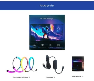 Bande lumineuse <span class=keywords><strong>LED</strong></span> intelligente RGBIC RGB Sync pour écran, rétroéclairage de moniteur, ambiance gaming, synchronisation des couleurs, alimentation USB, contrôle par application, 5M - Product Image 2