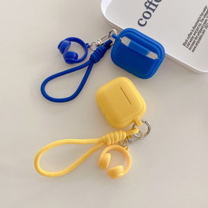 Funda Protectora de Color Sólido para <span class=keywords><strong>Apple</strong></span> <span class=keywords><strong>Airpods</strong></span> 1 2 3 4 Pro 2 3, Funda para Auriculares Inalámbricos con Correa para la Muñeca, Bonito Colgante para Auriculares, Caja de Carga - Product Image 4