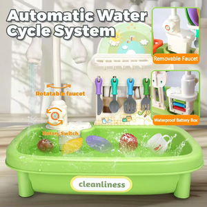 <span class=keywords><strong>Jouet</strong></span> <span class=keywords><strong>d</strong></span>'évier de <span class=keywords><strong>cuisine</strong></span> pour enfants avec système de cycle automatique de l'eau robinet amovible support suspendu éducatif <span class=keywords><strong>jouet</strong></span> de jeu de simulation cadeau - Product Image 3