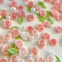 30 pièces de charmes pour ongles en résine de perle 3D de tailles variées, fleurs roses, accessoires pour ongles, décorations de luxe pour ongles, fournitures pour ongles, bijoux pour ongles