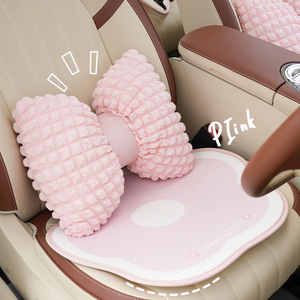 Coussin d'appui-tête de voiture en forme de U avec design en forme de nœud, soutien lombaire en fibre de polyester respirante pour femmes, utilisation estivale - Product Image 3