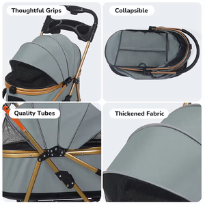 Passeggino Trasportino Lusso Pieghevole Eco-friendly <span class=keywords><strong>per</strong></span> <span class=keywords><strong>Cani</strong></span> e Gatti con Ruota Anteriore Girevole a 360 Gradi in Tessuto Oxford, Capacità 20kg, Ideale <span class=keywords><strong>per</strong></span> Viaggi - Vendita all'Ingrosso - Product Image 4