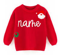 Suéter de Punto Cálido para Niñas, 100% Algodón, Bordado Personalizado con Nombre, Manga Larga, Otoño Invierno Navidad