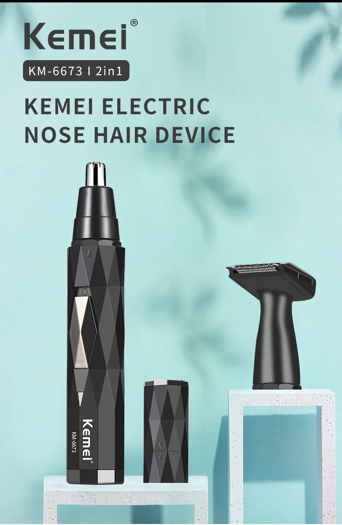 kemei km-6673  eletric   small black  body  functions   2in 1  mens facial shaver nose trimmer