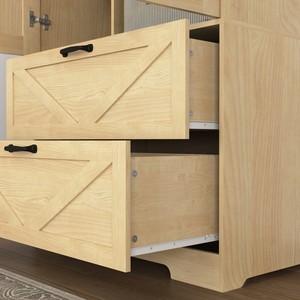2-Door Wood Modern Apartment <b>Wardrobe</b> <b>Hanging</b> Rod Induction Light Built-in Mirror Bottom Drawers Multifunctional Bedroom Closet - Product Image 5
