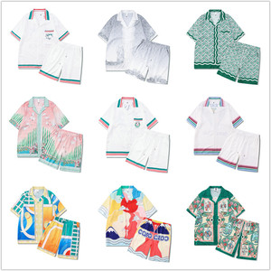 Set Camicia Floreale Serie Casa Stile Europeo-Americano, Retro Lusso Leggero con Colletto Cubano, Maniche Corte e Pantaloncini per Uomo - Product Image 5