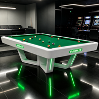 Table de billard commerciale moderne avec éclairage LED personnalisé, tissu violet, structure solide et stable pour club - Vente en gros usine