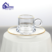 Ensemble à boire en verre à thé Transparent transparent avec plateau Collection de verre à Offre Spéciale du marché arabe Ensemble à boire de café de grande taille 155ml