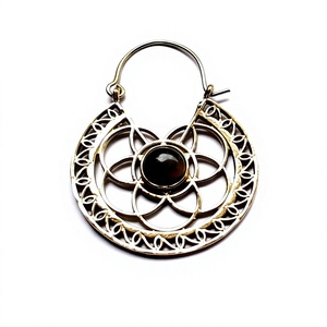 Pendientes de Aro con Piedra Ojo de Tigre y Baño de Oro Estilo Bohemio Life of Flower para Aniversario de Mujer - Product Image 3