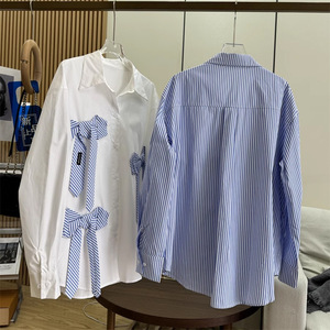 Chemise à manches longues pour femme avec nœud papillon 3D, tendance - Product Image 3