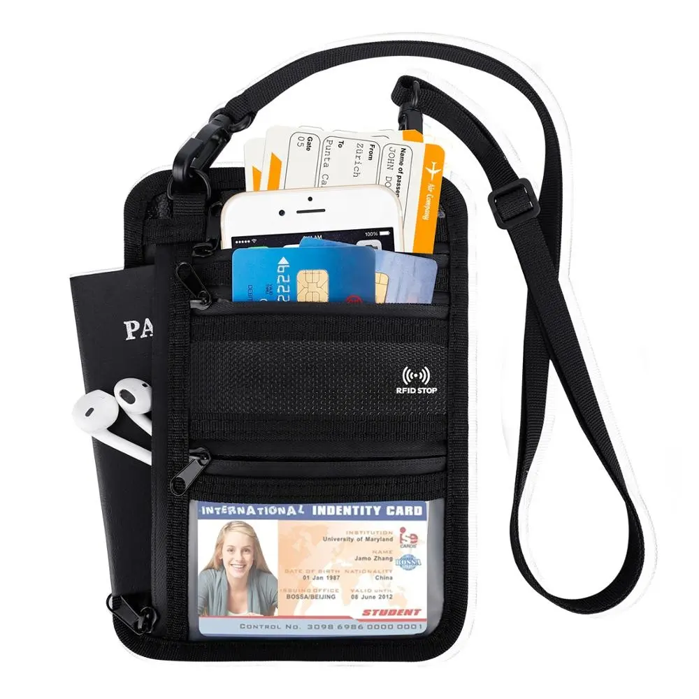 Многофункциональный дорожный Держатель для паспорта и карт, кошелек, сумка-слинг для шеи, сумка для паспорта и сертификата