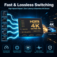 Commutateur HDMI 4K Ultra HD 5 entrées 1 sortie, boîte de commutation à 5 ports avec télécommande IR, indicateur LED pour HDTV PS4 Xbox