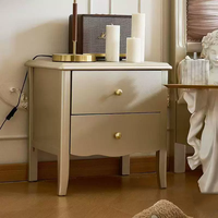 Mesita de Noche Moderna y Sencilla en Color Champán con Cajones para Dormitorio o Sala de Estar, Estilo Americano de Lujo Ligero