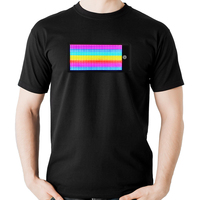 Aplicación de teléfono inteligente programable LED pantalla de camiseta luz intermitente pantalla RGB batería recargable luminosa fiesta luz camiseta