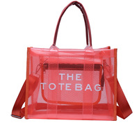 Bolso Tote Transparente Impermeable de Gran Capacidad (35x28x16cm) para Mujer, Fabricado con Tela de Malla EVA