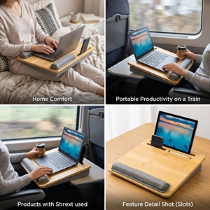 <span class=keywords><strong>Coussin</strong></span> d'oreiller de bureau en bambou Support portable en bambou pour ordinateur portable avec fente pour <span class=keywords><strong>tablette</strong></span> téléphone <span class=keywords><strong>Plateau</strong></span> de bureau léger pour ordinateur portable - Product Image 4