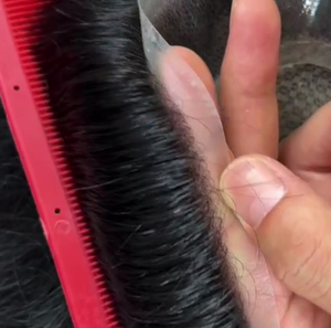 6x9 6x8 7x10 8x10 Base de seda atada a mano PU alrededor de stock listo 100% Sistema de Peluca de peluquín de cabello humano real para hombres 100% de aspecto natural - Product Image 4