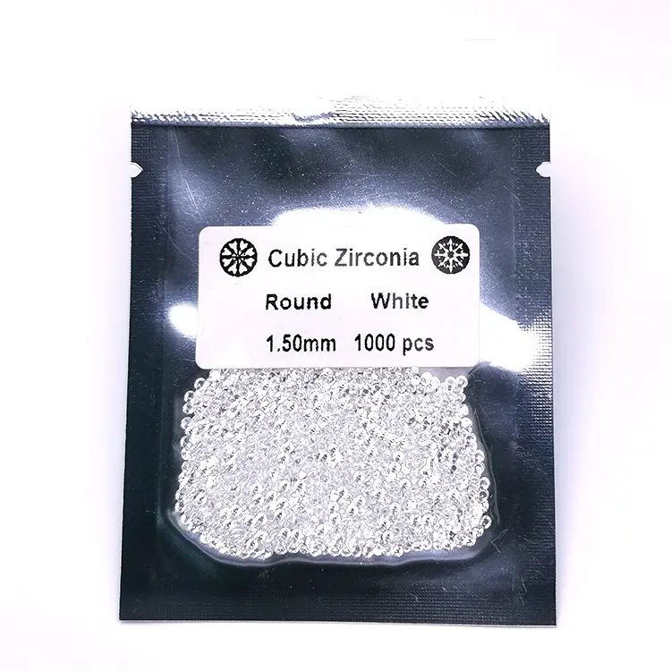Pierre synthétique ronde blanche de 1.0mm à 3.0mm, zircon cubique en vrac, prix des bijoux XingYao