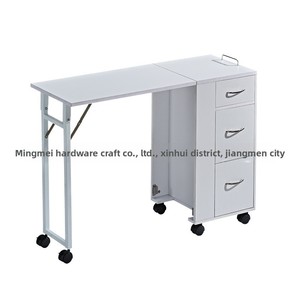 <span class=keywords><strong>Table</strong></span> de <span class=keywords><strong>manucure</strong></span> en MDF blanc avec tiroirs de rangement et design pliable pour usage commercial - Product Image 5